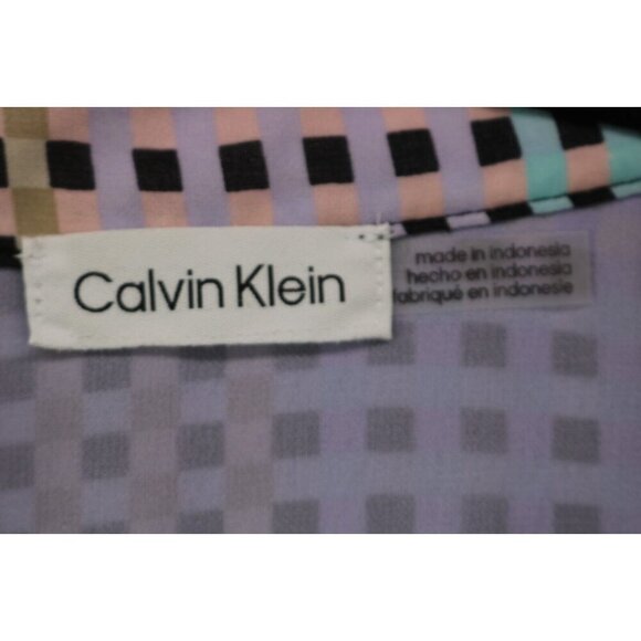 Calvin Klein Long Puff Sleeve Chiffon Blouse-Pleated-Size Large-Lined - Picture 3 of 8